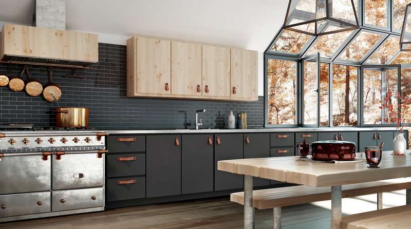 Mosaique Brick Noir dans dosseret de cuisine