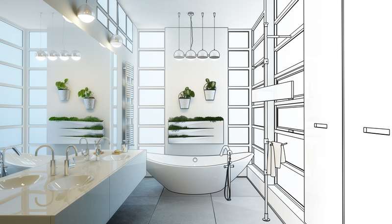 Dessiner un plan de la future pièce vous aidera à orienter vos dépenses Dessin d'un plan d'une salle de bain